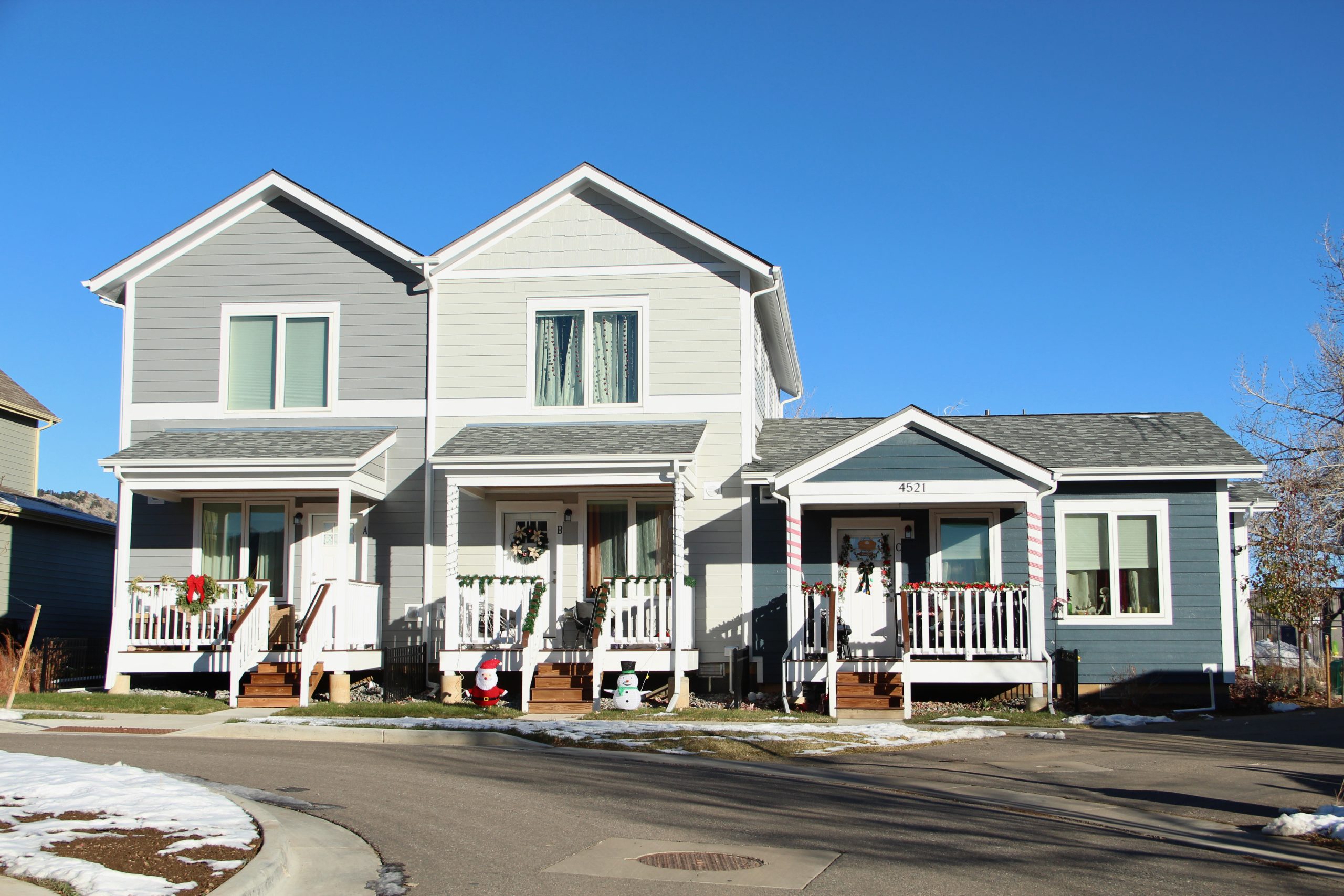 The first three Habitat for Humanity homes built for Ponderosa. Credit: Brooke Stephenson