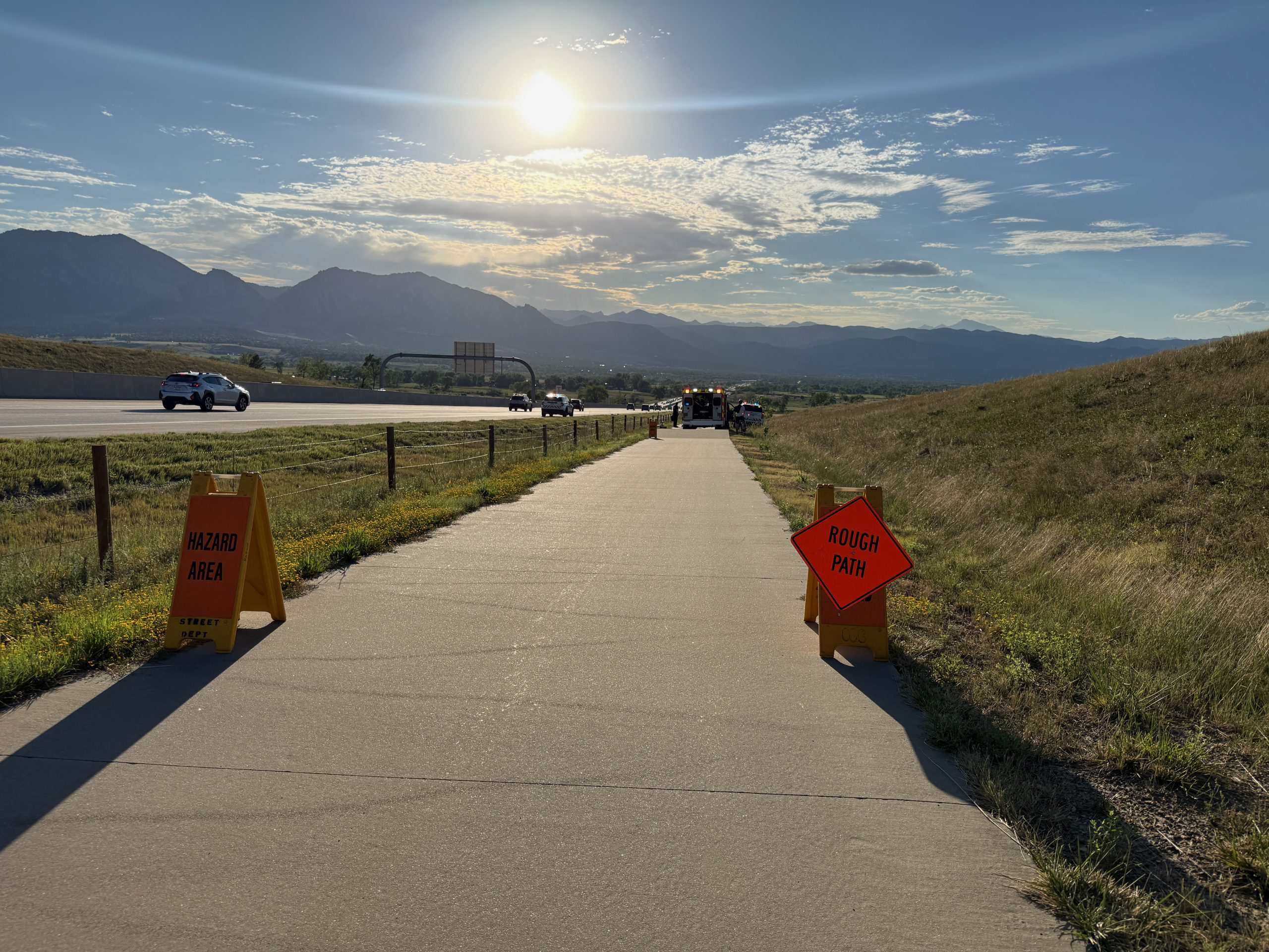 An accident on the US 36 Bikeway on July 14, 2026. Credit: Amanda Knutson