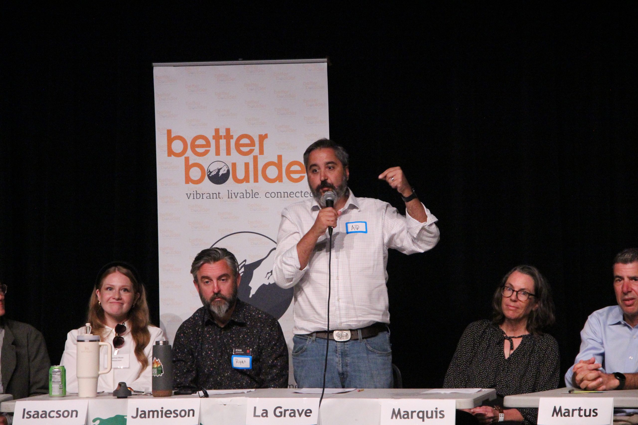La Grave speaks at a Sept. 2 candidate forum. Credit: Brooke Stephenson