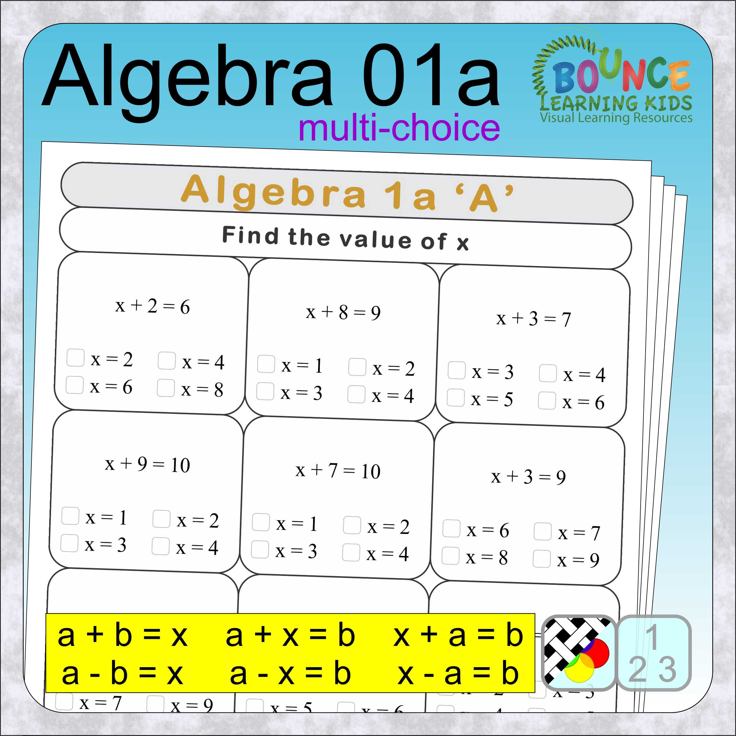 Algebra 1 worksheets