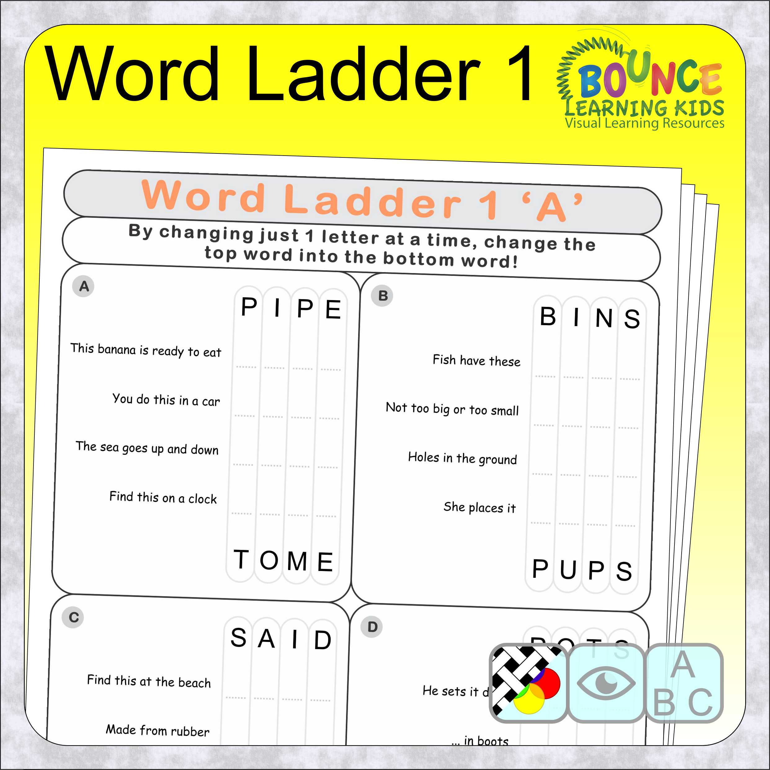 Fun word ladder worksheets with 46 word ladders to solve