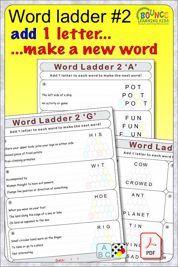 Fun word ladders printables, boom learning & google slides