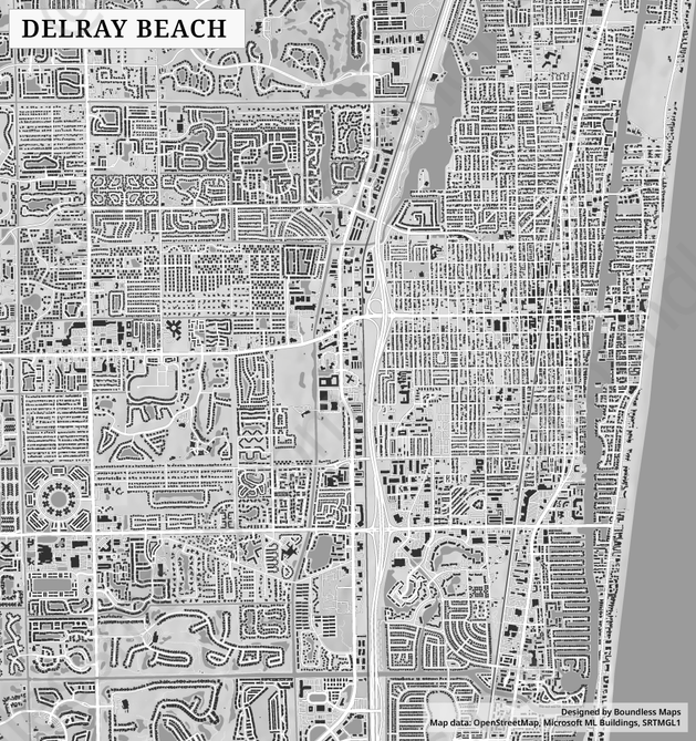 Delray Beach Figure Ground Vector Map 1 50K Boundless Maps Delray Beach 50000 Sfg D6094d Preview 