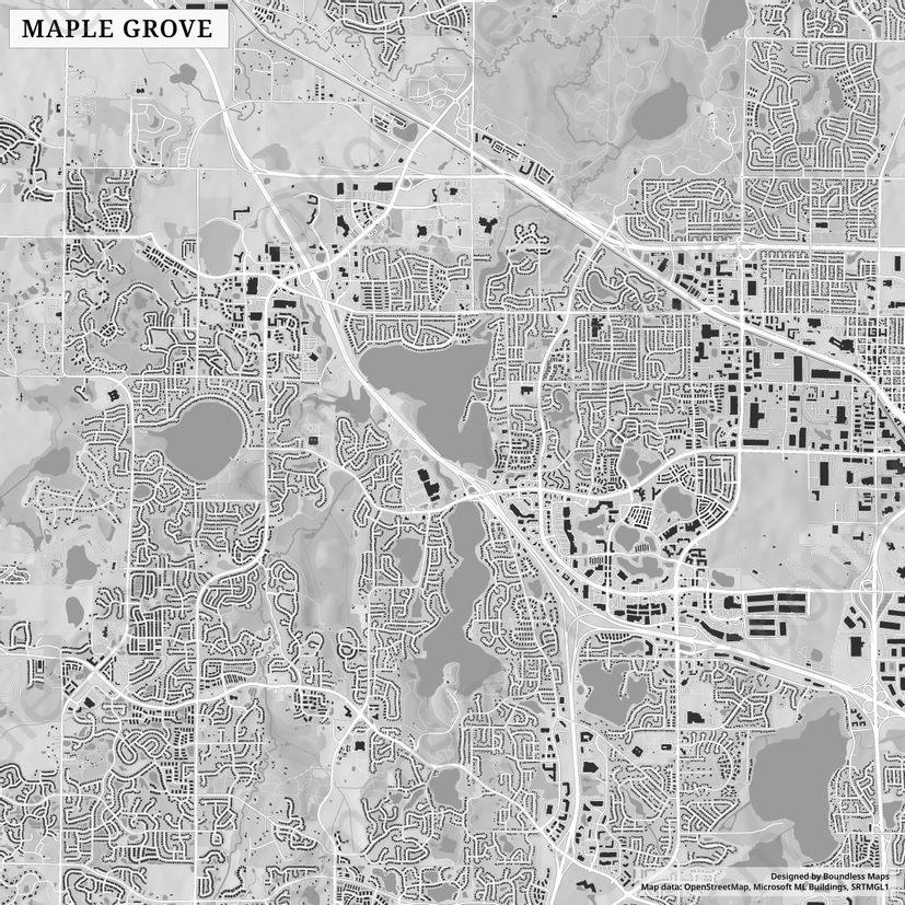 Maple Grove Figure Ground Vector Map 1 50K Boundless Maps Maple Grove 50000 Sfg 878208 Preview 
