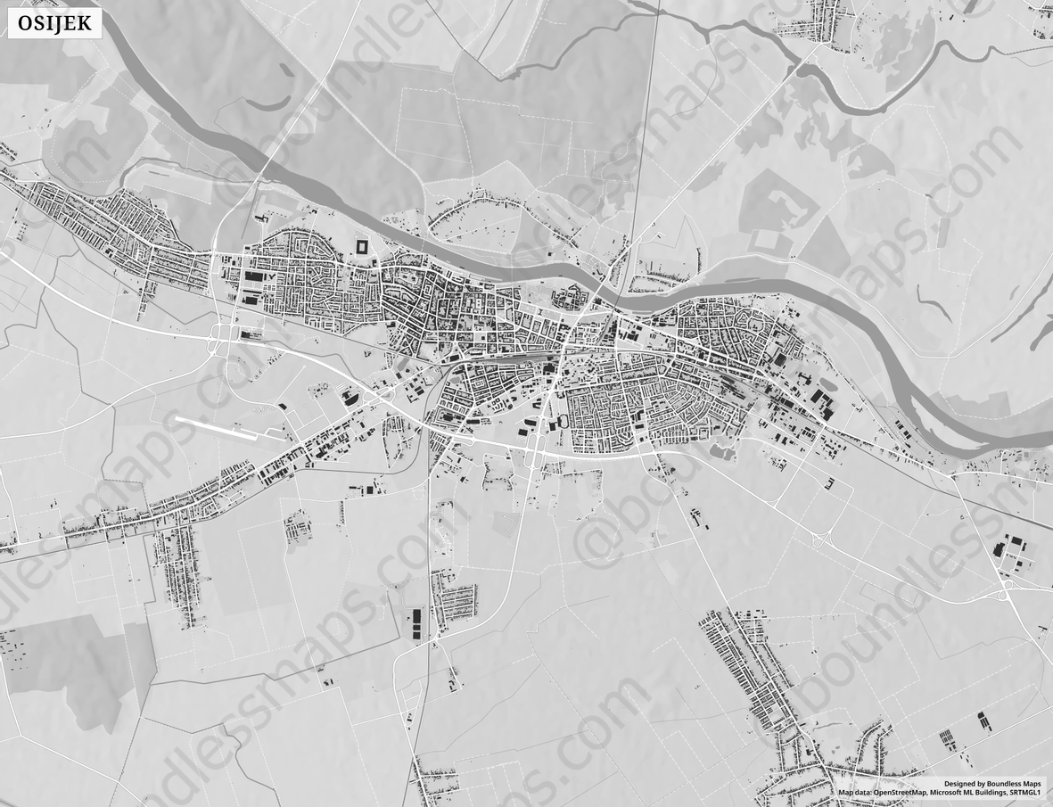 Osijek Figure Ground Vector Map 1 50K Boundless Maps Osijek 50000 Sfg C5d9ca Preview 