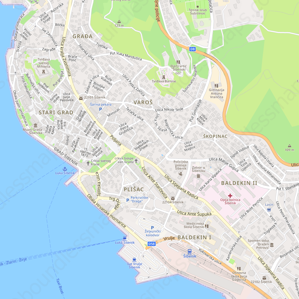 Ibenik Modern Atlas Vector Map 1 8K Boundless Maps Sibenik 8000 Sma D98d94 Preview 1 