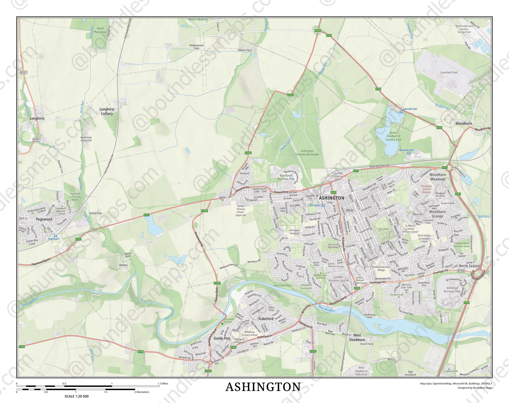 Ashington Topo Atlas Vector Map 20K Boundless Maps 20000 Sta 9AD5BA Preview.