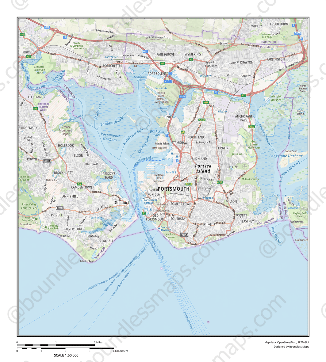 Portsmouth Topo Atlas Vector Map 1 50K Boundless Maps Portsmouth 50000 Sta C1f13a Preview 