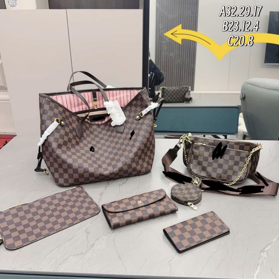 Brown damier MM set