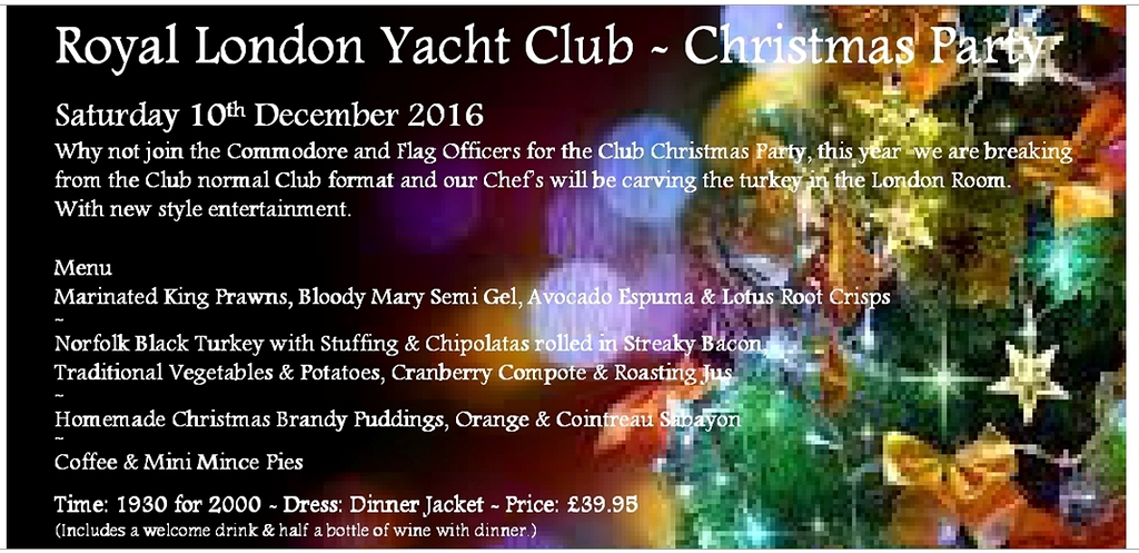 Royal London Yacht Club Royal London Yc Christmas Dinner And Party