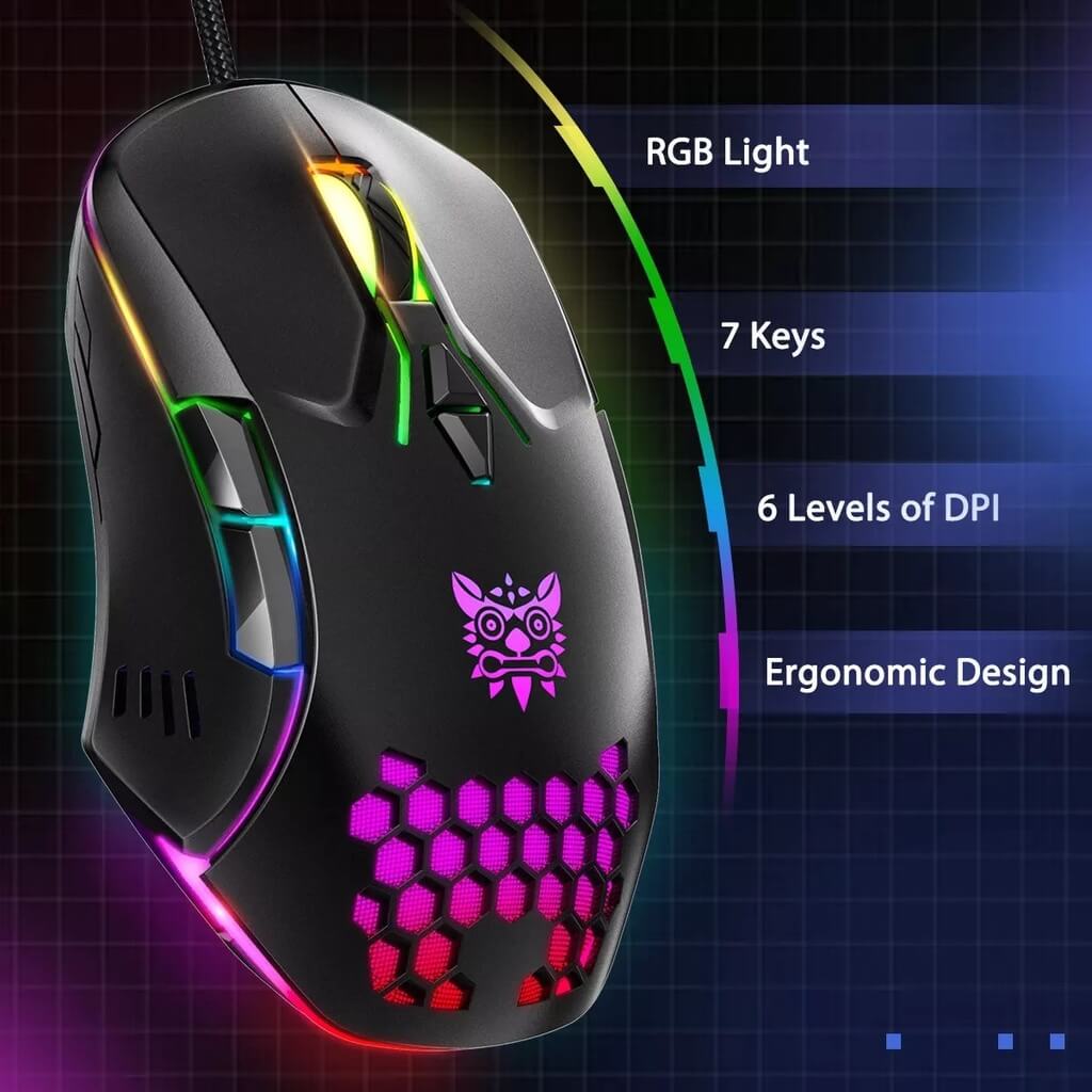 mouse gamer por cable ONIKUMA CW902, ratón óptico RGB