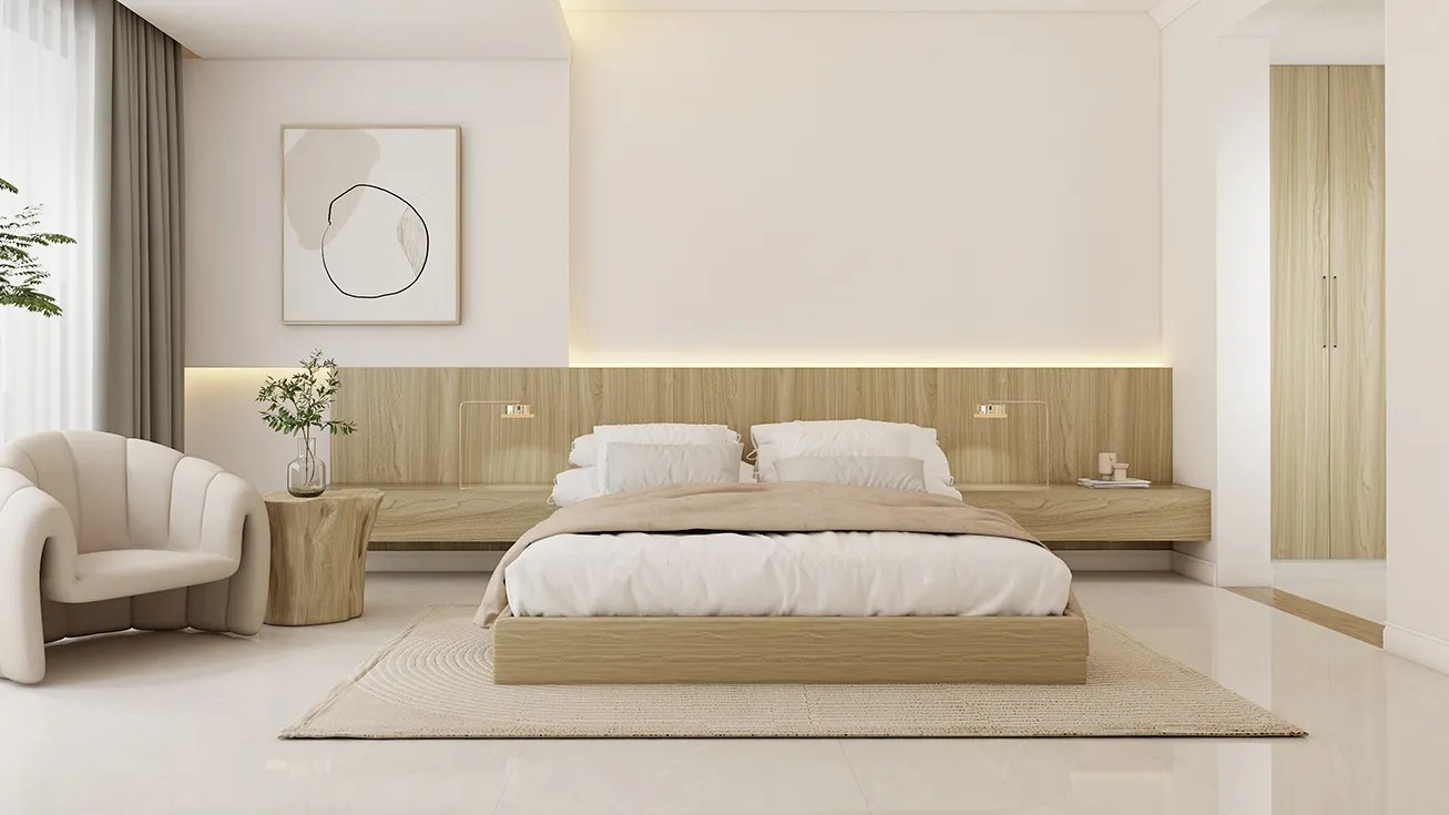 BOYITE premium wood grain decorative plywood installed in a luxury commercial lobby - showcasing seamless wall paneling and bespoke interior design aesthetic.