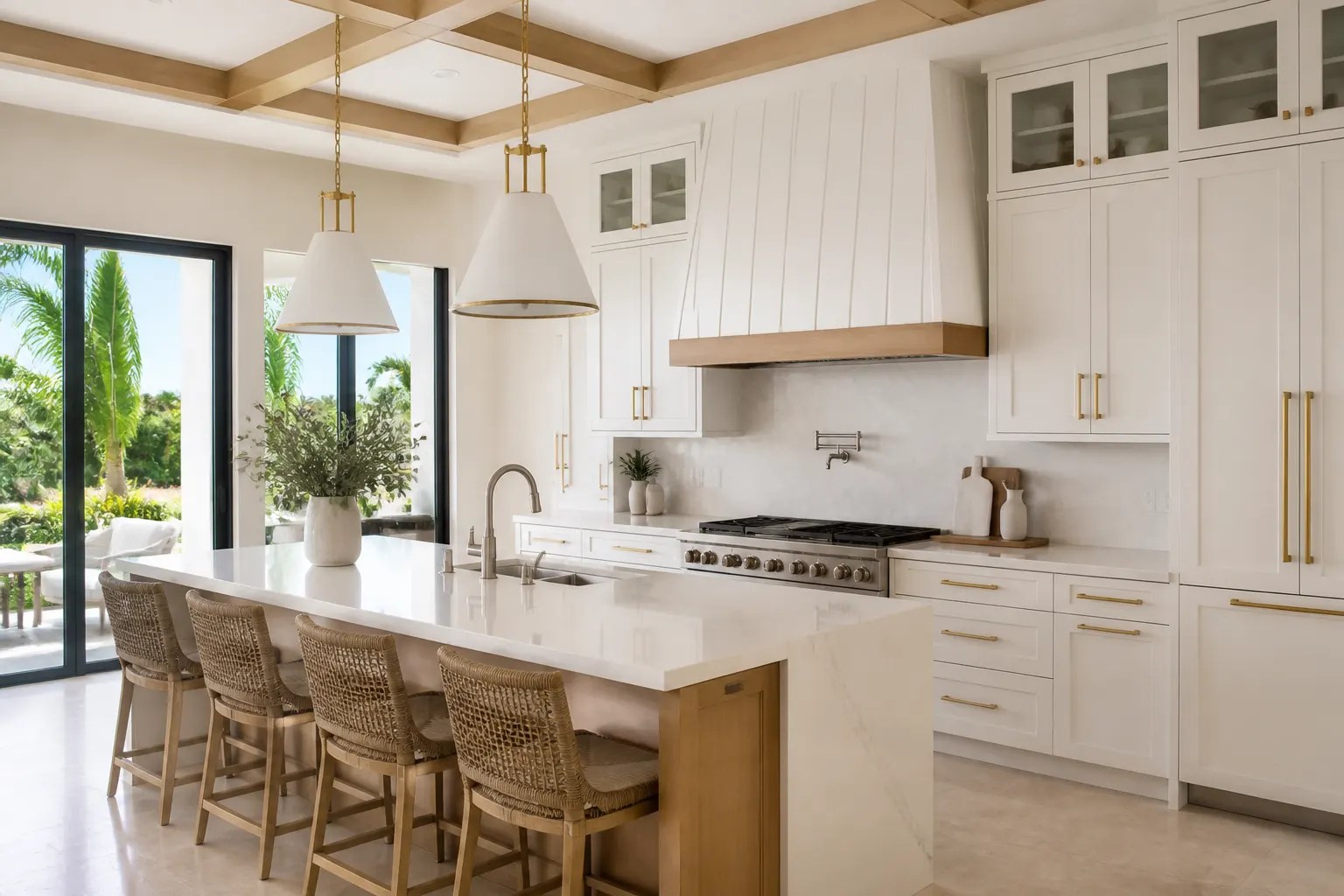 Original luxury kitchen remodeling with stone island and custom cabinetry