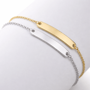 A Picture of Our Women;s Engravable Minimalist Bracelet in Gold and Silver