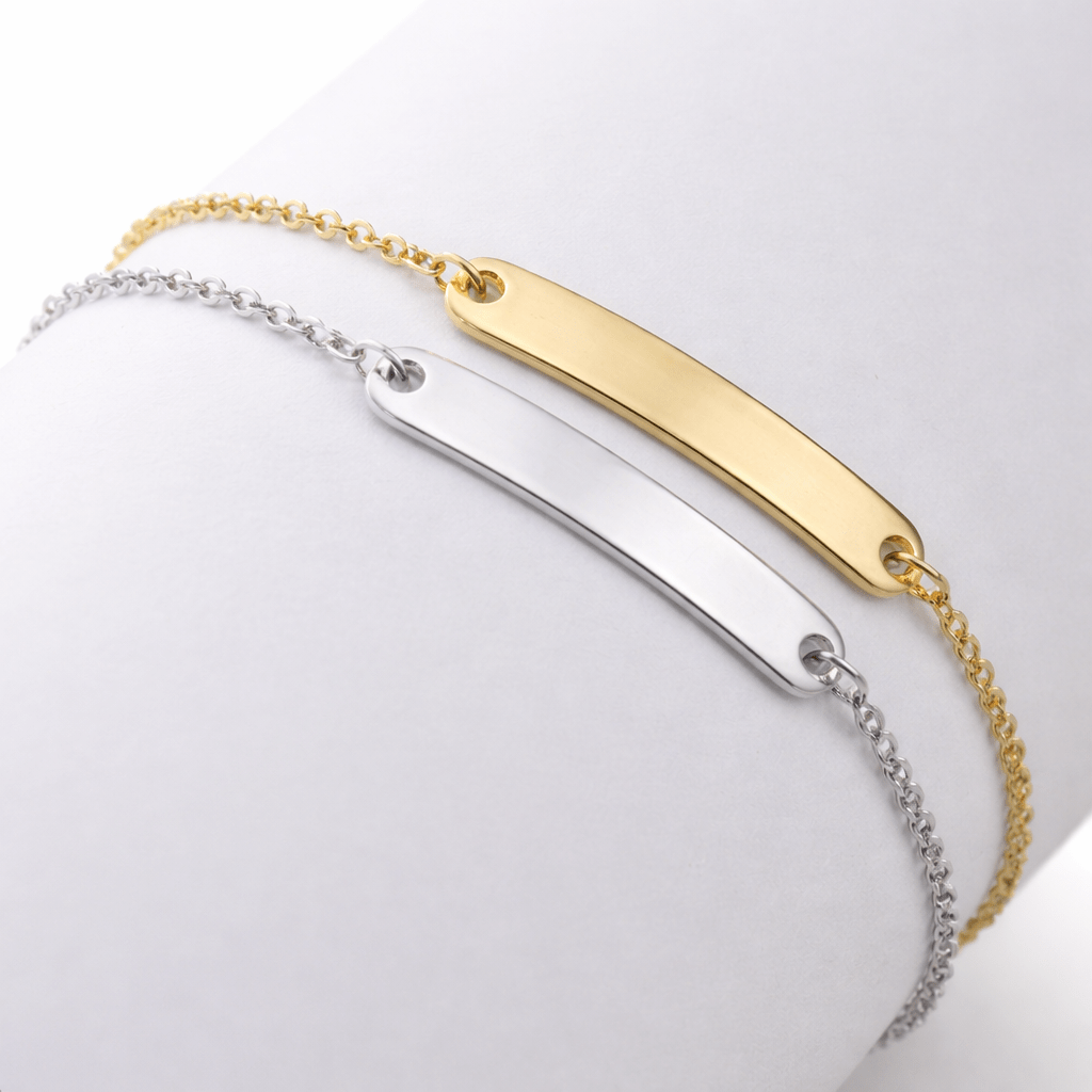 A Picture of Our Women;s Engravable Minimalist Bracelet in Gold and Silver