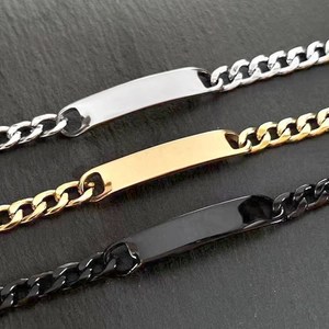 A Picture of Our Unisex Cuban Link Engravalble Bracelets in Silver, Gold and Black