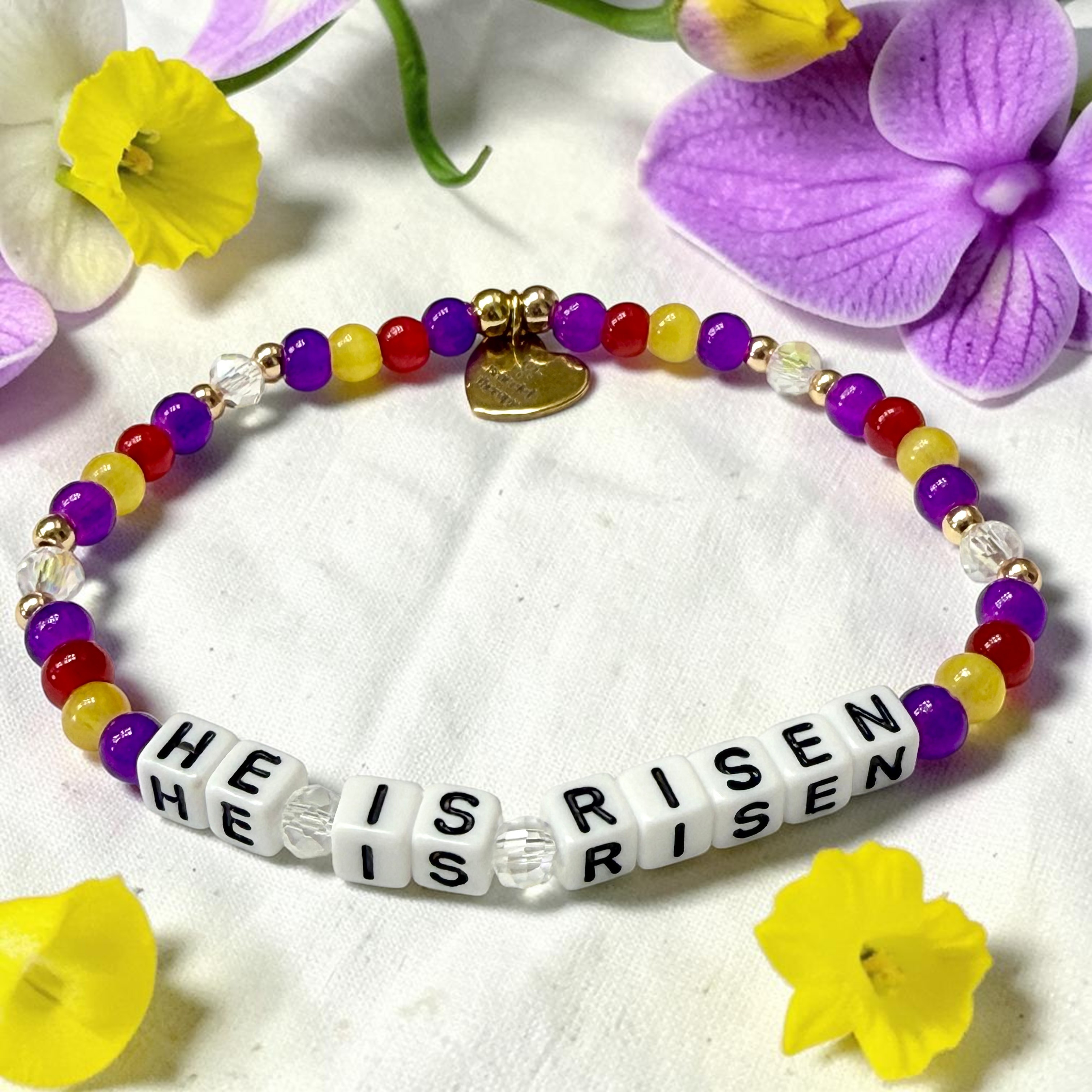A Picture of Orr He Is Risen Easter Bracelet with Flowers