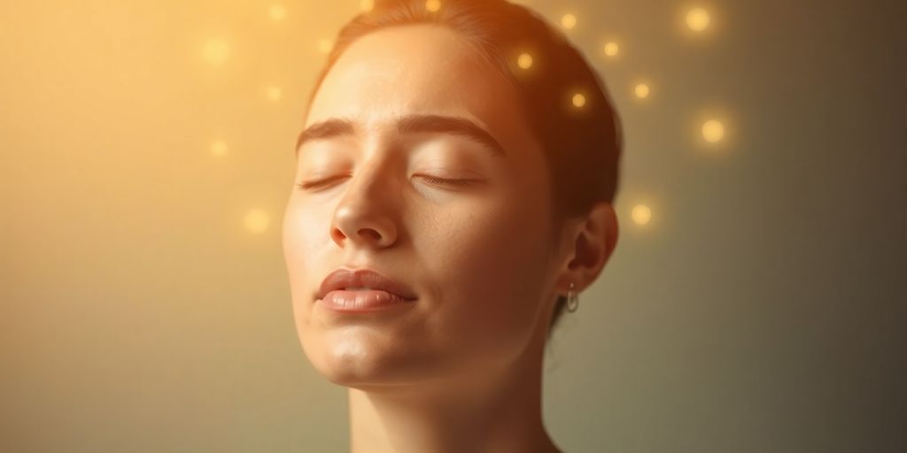 close up of person feeling calm and relaxed