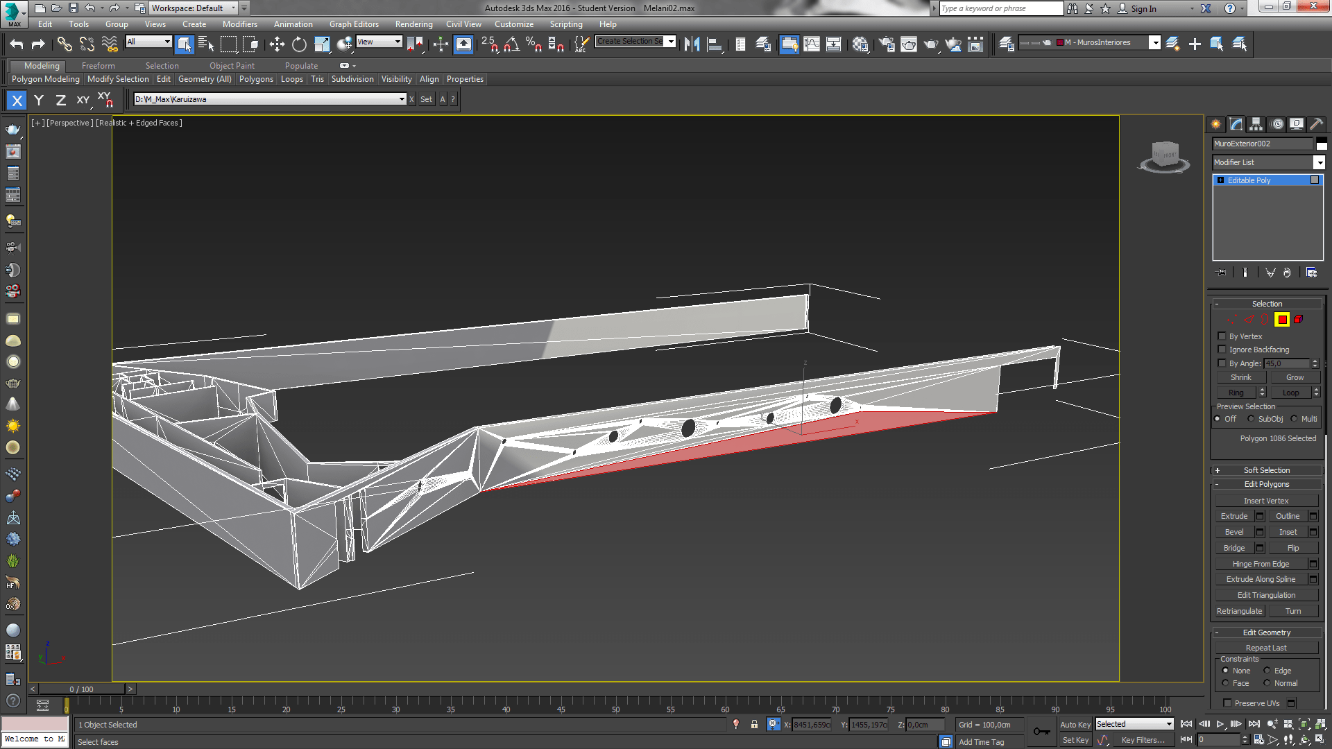 the mesh, triangulated - every face is a tri, but there are many more faces