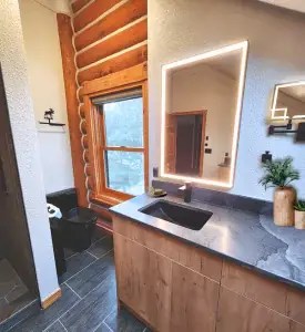 Part of BHI's Denver Remodeling Portfolio with custom tile and custom vanity