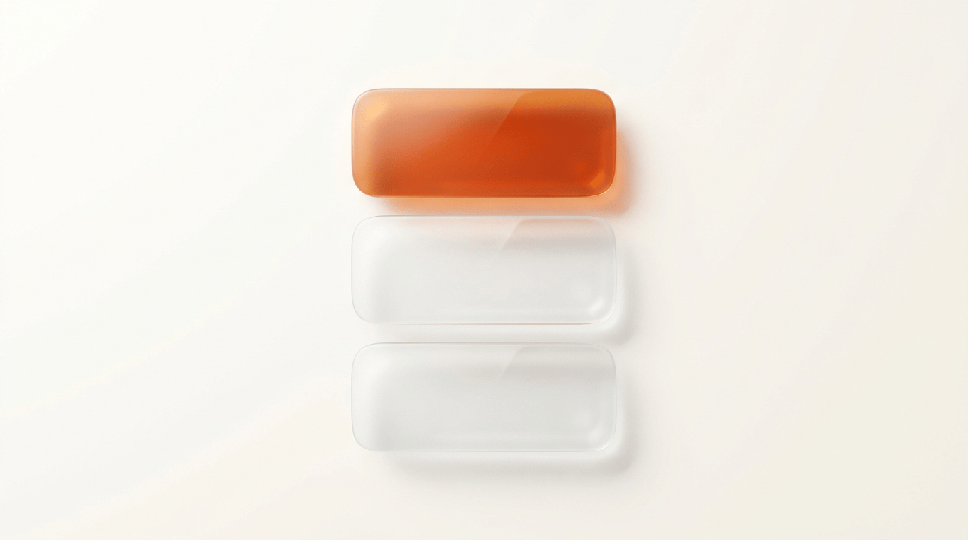Three stacked glass panels with the top one glowing orange, representing the Google map pack top three