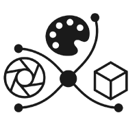 Icon representing unified creative services for photo, video, and design production
