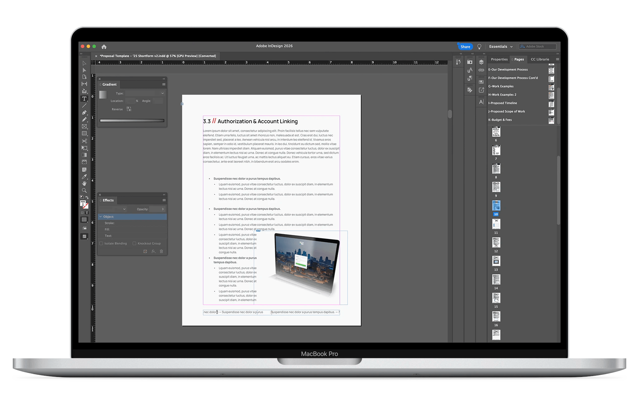 BTS InDesign Workspace Screenshot