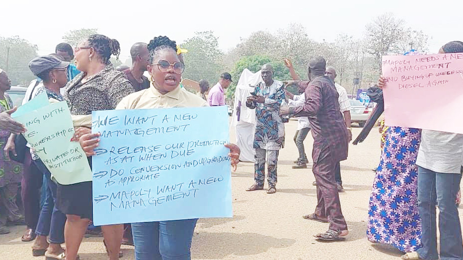 MAPOLY Workers Protest Non-Payment Of Three Months Salaries