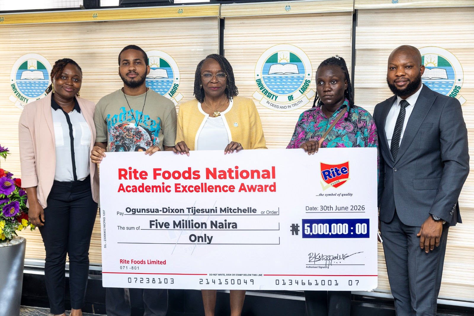 UNILAG Vice Chancellor Lauds Rite Foods For National Academic Excellence Award Initiative