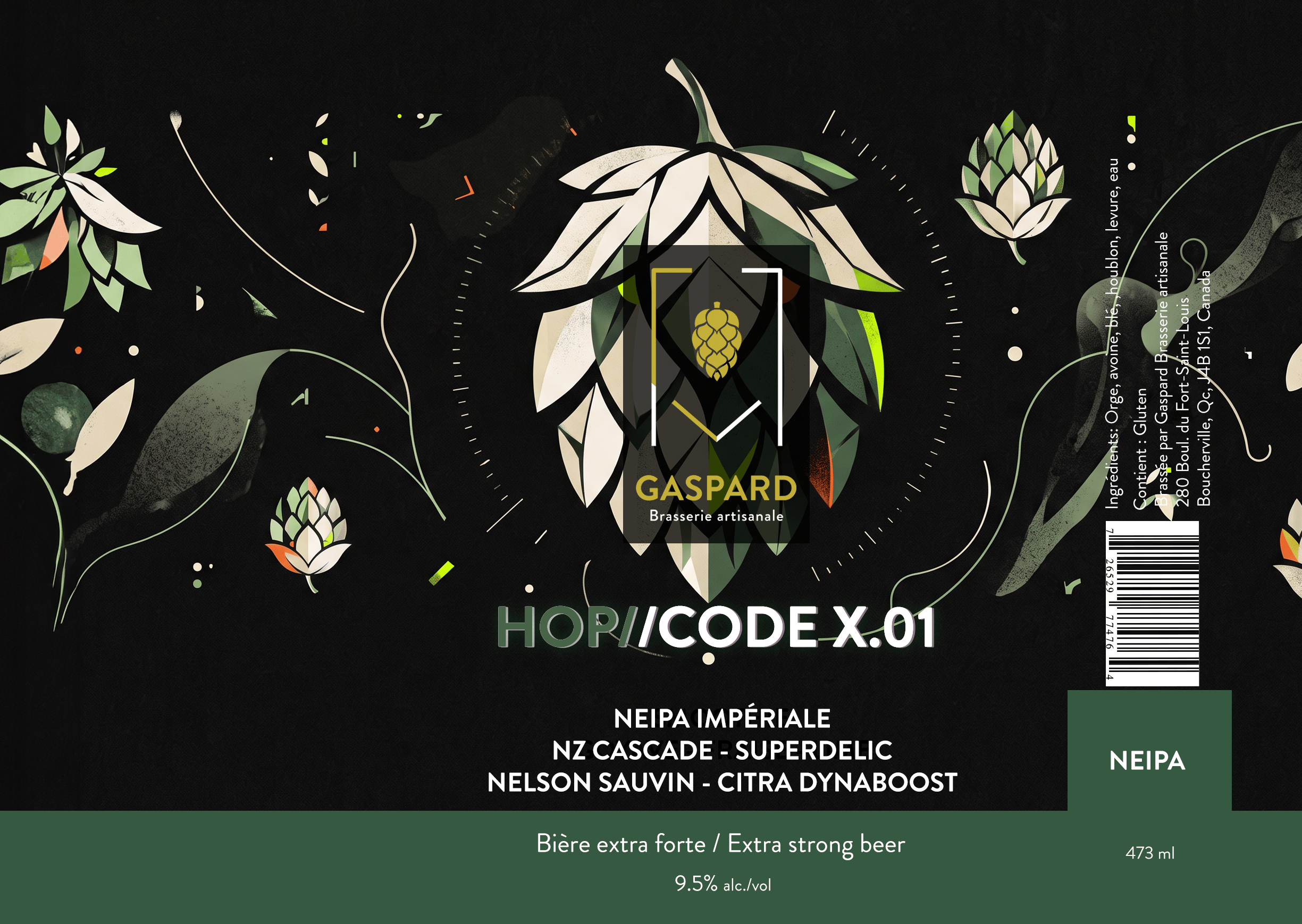 Étiquette HOP//CODE x.01 — NEIPA impériale Gaspard