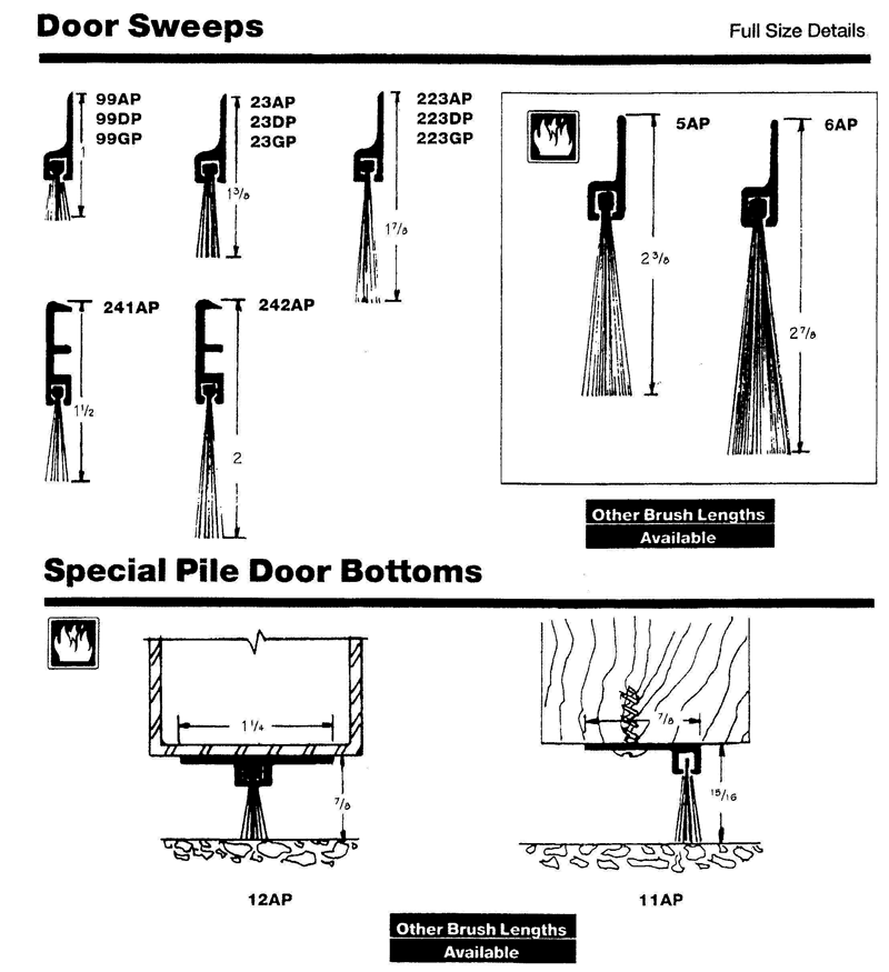 Door Thresholds - Door Sweeps / Special Pile Door Bottoms
