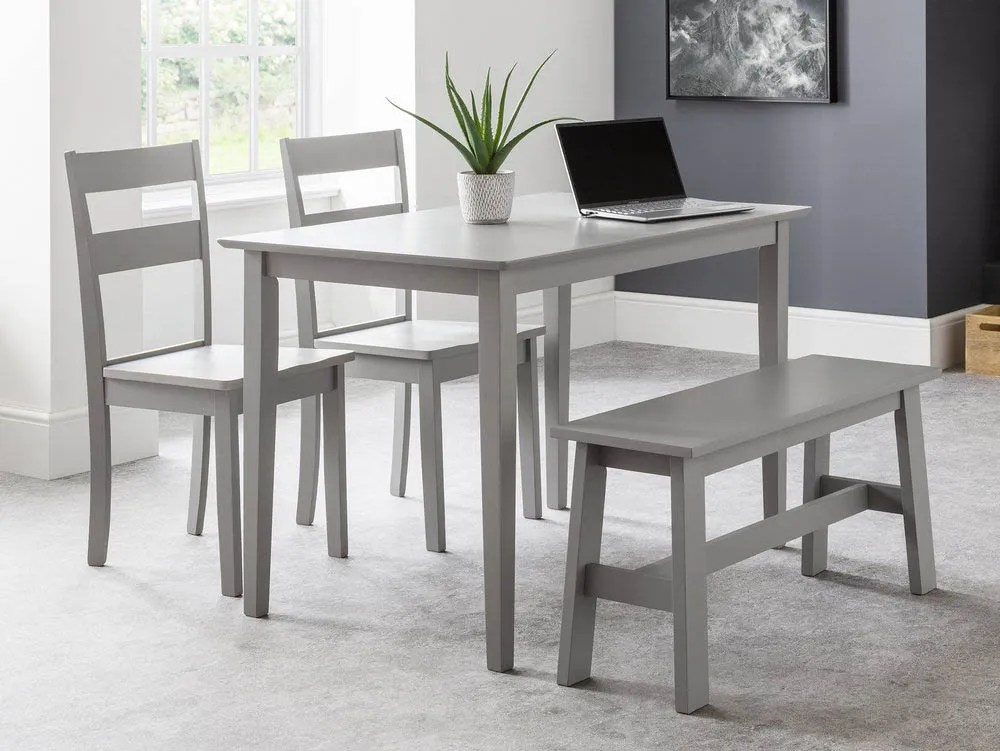 Julian Bowen Kobe Grey Dining Table and 2 Chairs and Bench Set