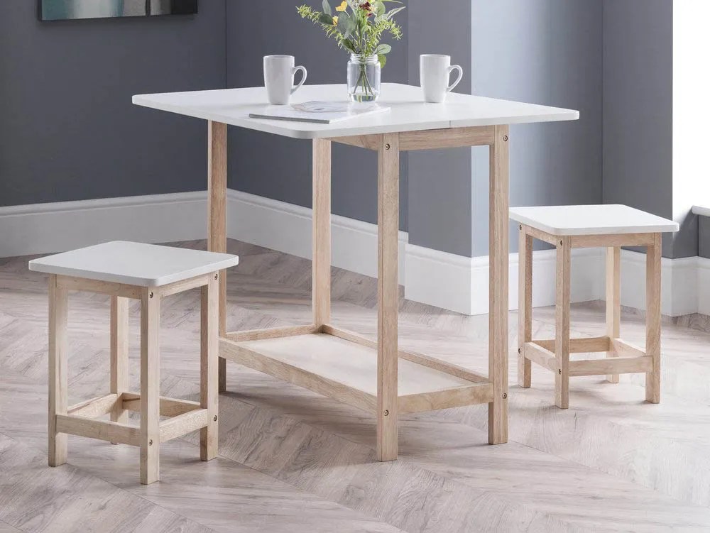 Julian Bowen Bergen 83cm White and Natural 2 Seat Bar Set