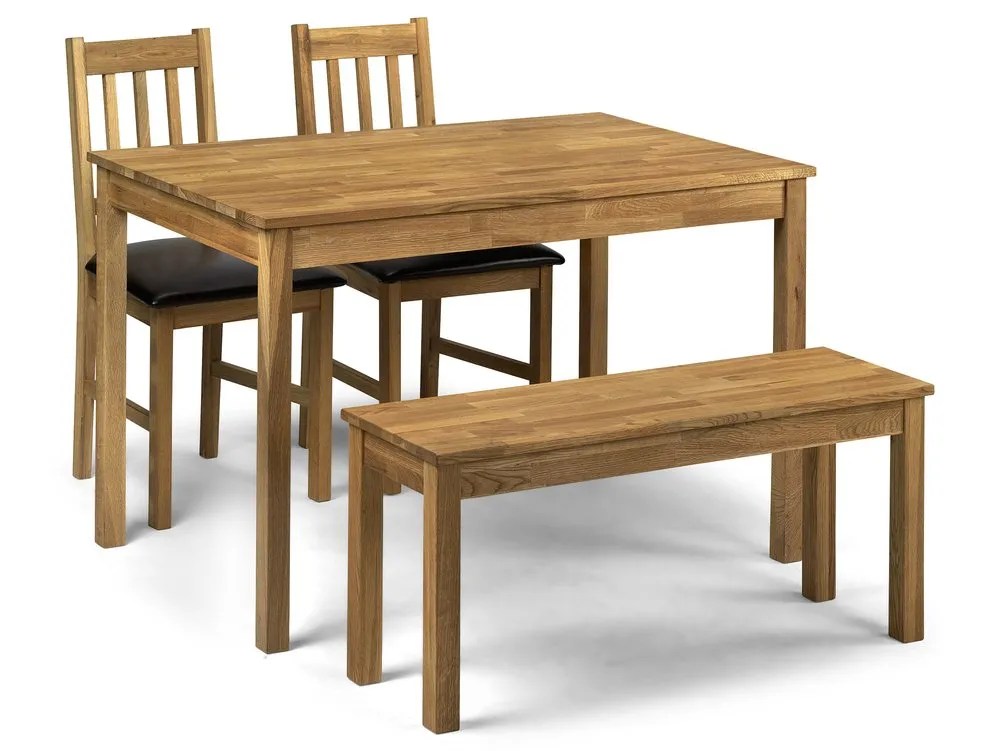 Julian Bowen Coxmoor Oak Dining Table and 2 Chairs and Bench Set