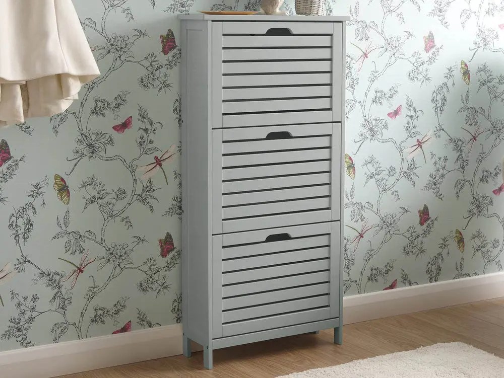 GFW Bergen Grey 3 Tier Shoe Cabinet