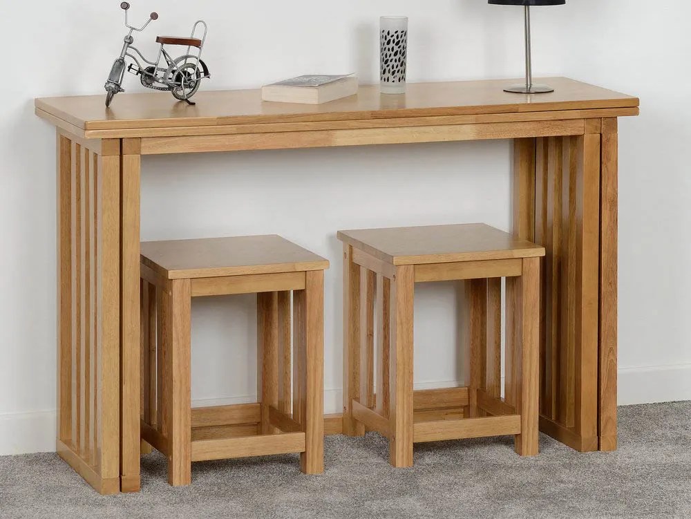 Seconique Richmond Oak Foldaway Extending Dining Table and 2 Stool Set