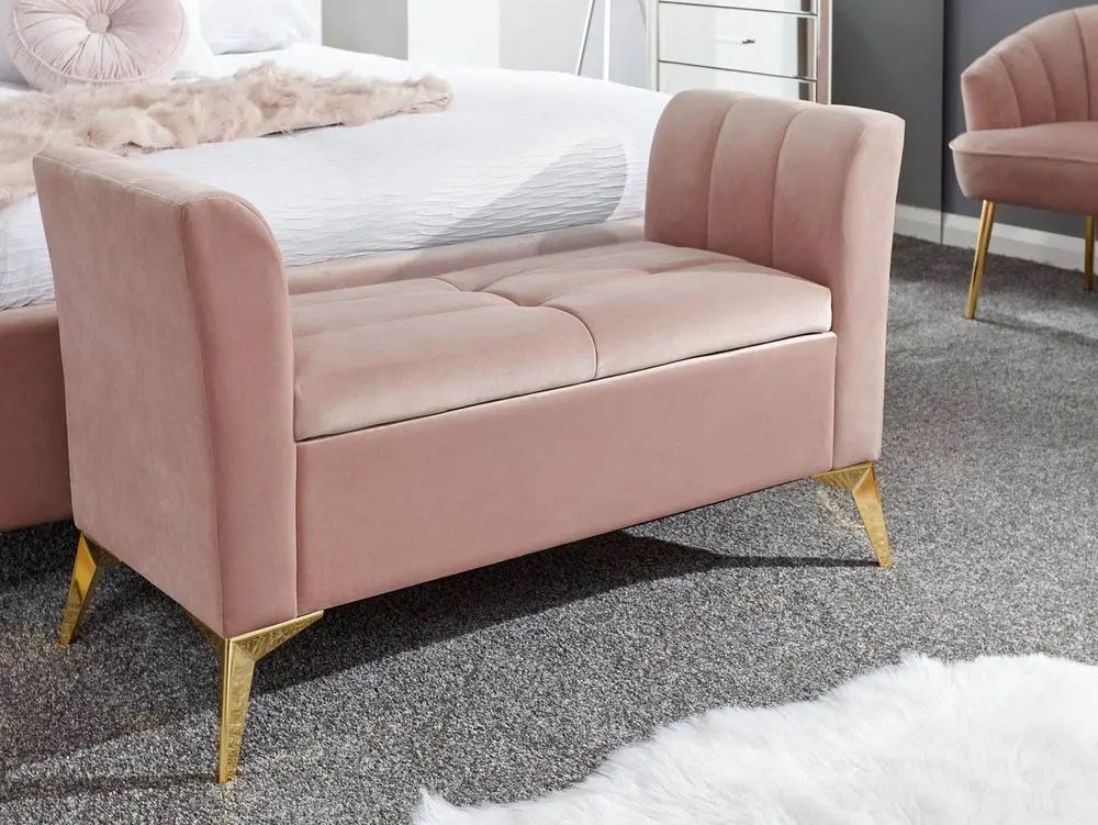 GFW Pettine Pink Fabric Ottoman Storage Bench