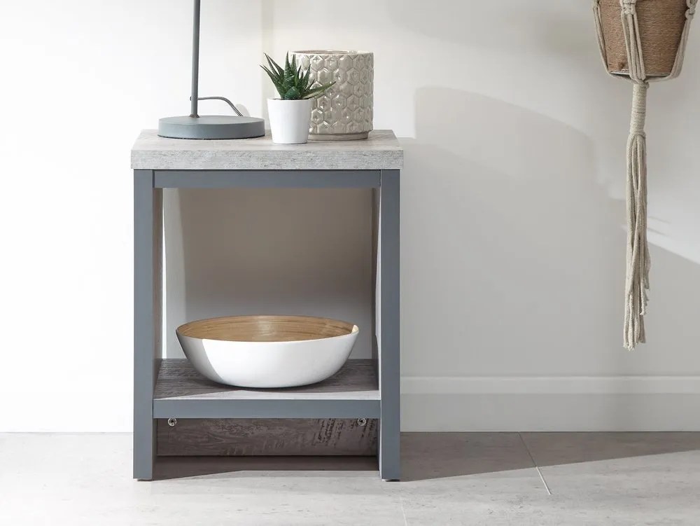 GFW Boston Grey Wood Effect Lamp Table with Shelf