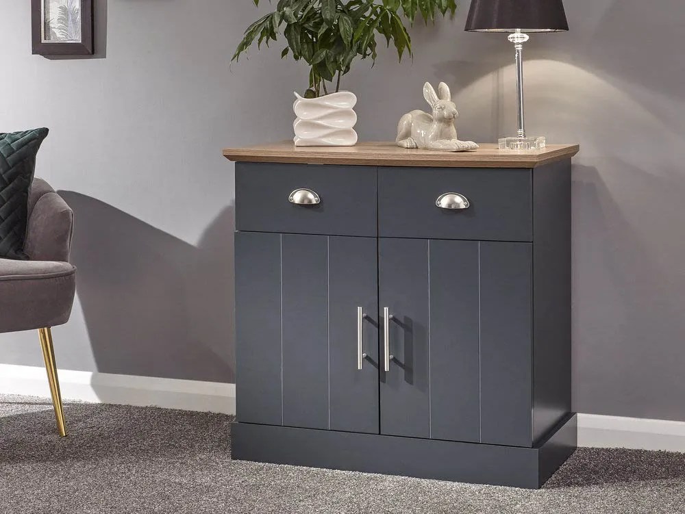 GFW Kendal Slate Blue and Oak 2 Door 2 Drawer Compact Sideboard