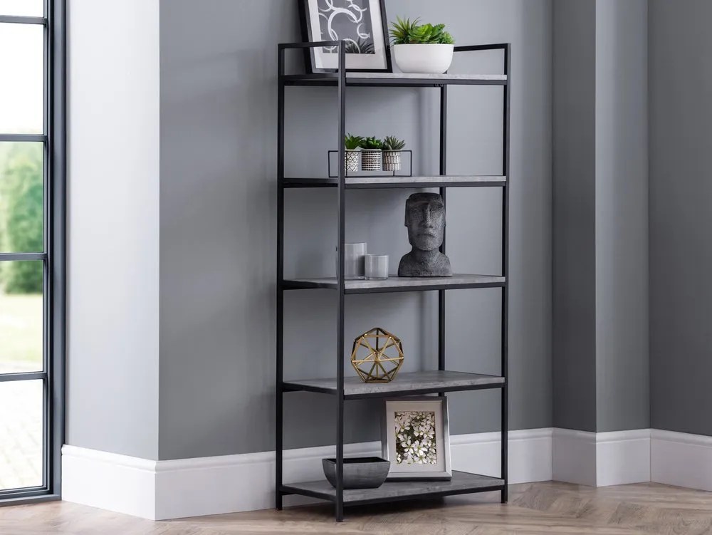 Julian Bowen Staten Concrete Effect 5 Tier Tall Bookcase