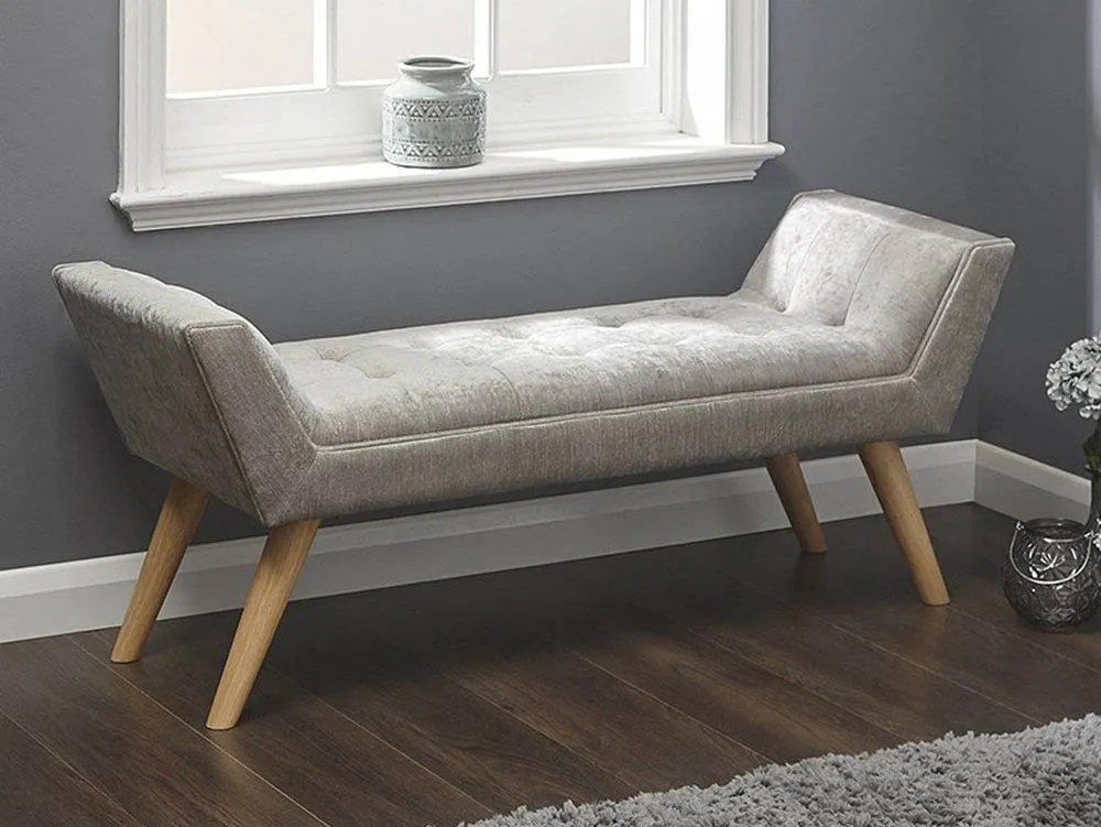 GFW Milan Light Grey Fabric Bench
