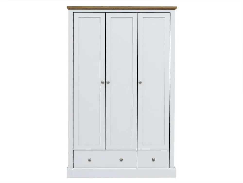 LPD Devon 3 Door 2 Drawer White and Oak Triple Wardrobe