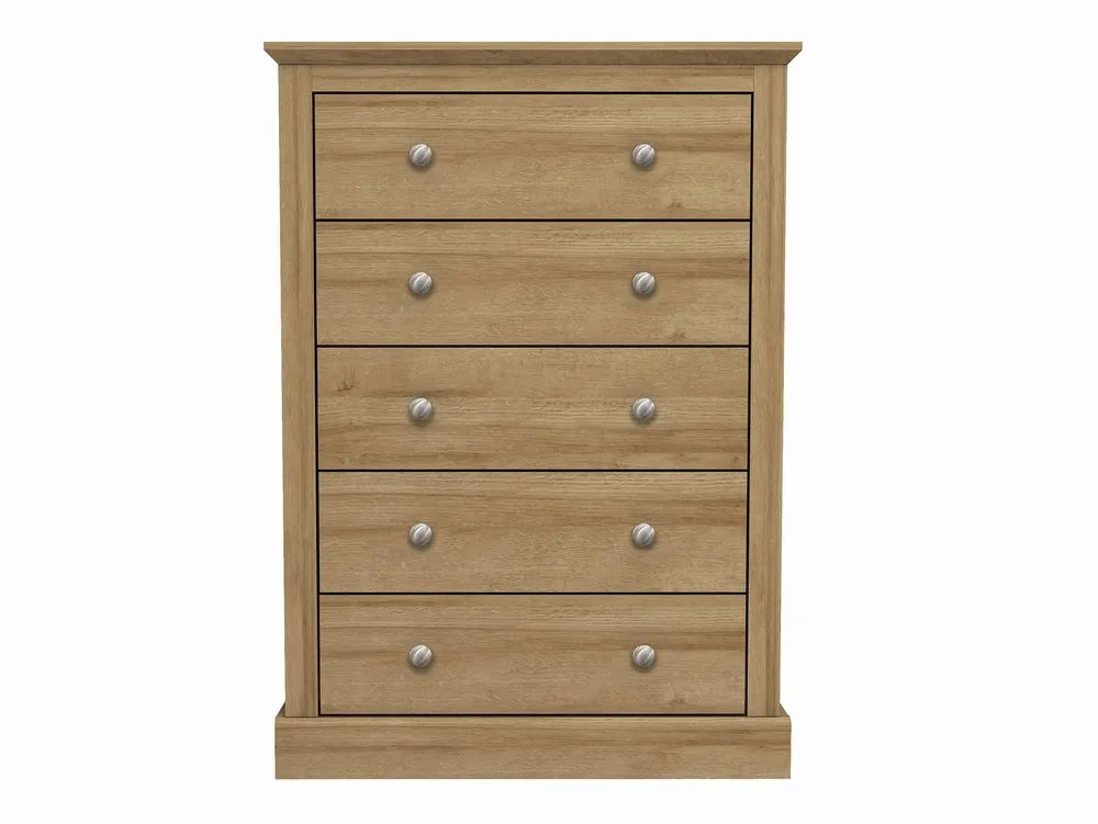 LPD Devon 5 Drawer Oak Chest of Drawers