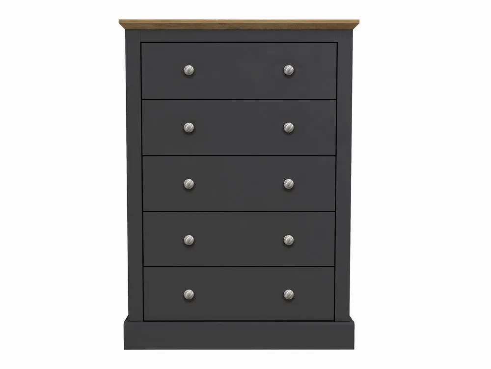 LPD Devon 5 Drawer Charcoal and Oak Chest of Drawers