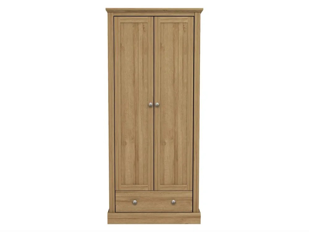 LPD Devon 2 Door 1 Drawer Oak Double Wardrobe
