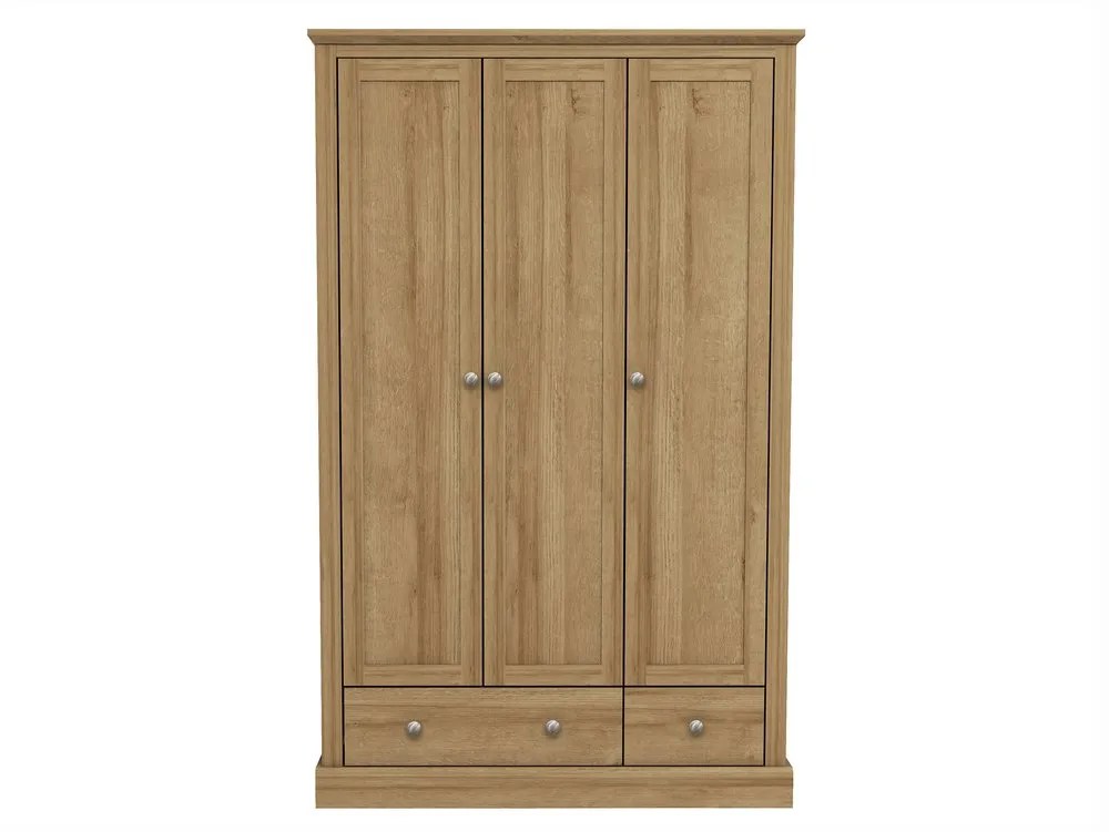 LPD Devon 3 Door 2 Drawer Oak Triple Wardrobe