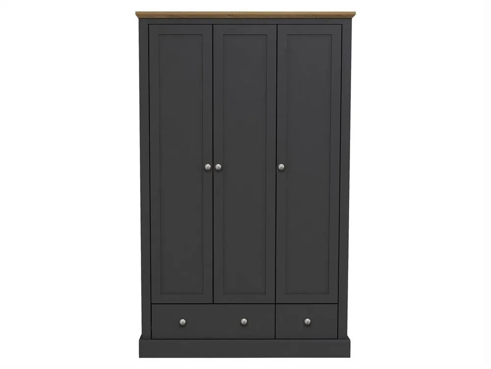 LPD Devon 3 Door 2 Drawer Charcoal and Oak Triple Wardrobe