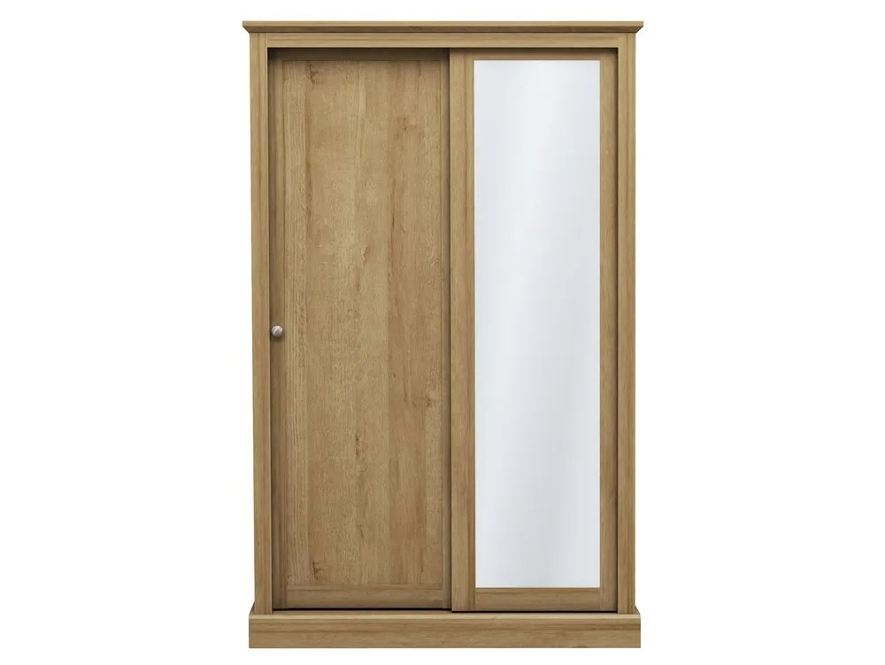LPD Devon Oak Sliding Door Mirrored Double Wardrobe
