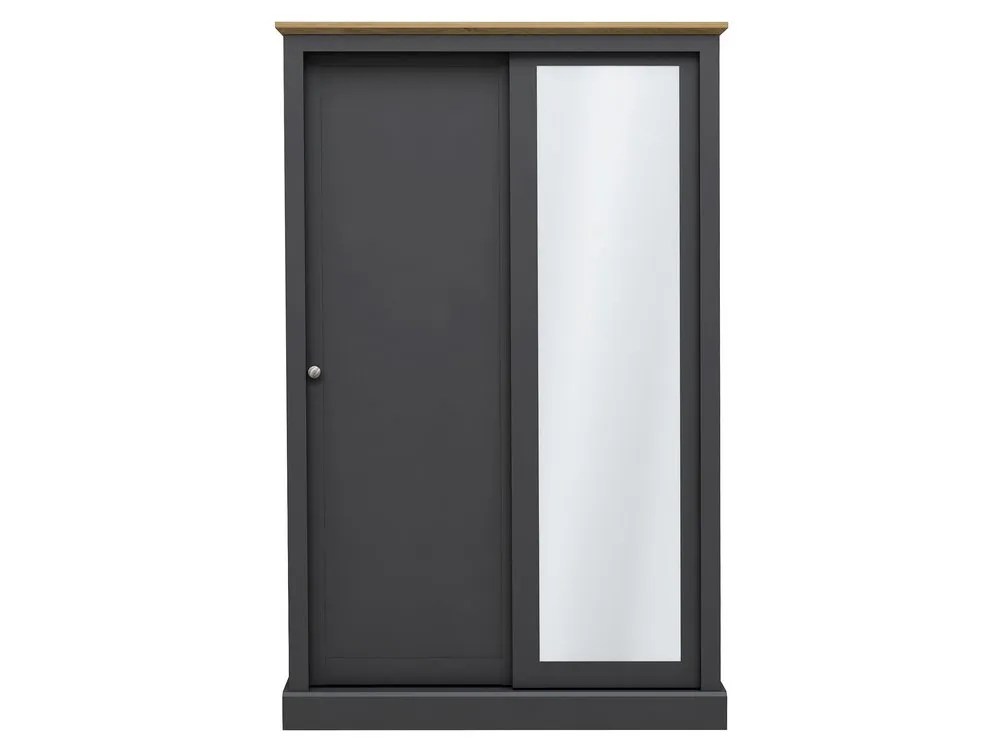 LPD Devon Charcoal and Oak Sliding Door Mirrored Double Wardrobe