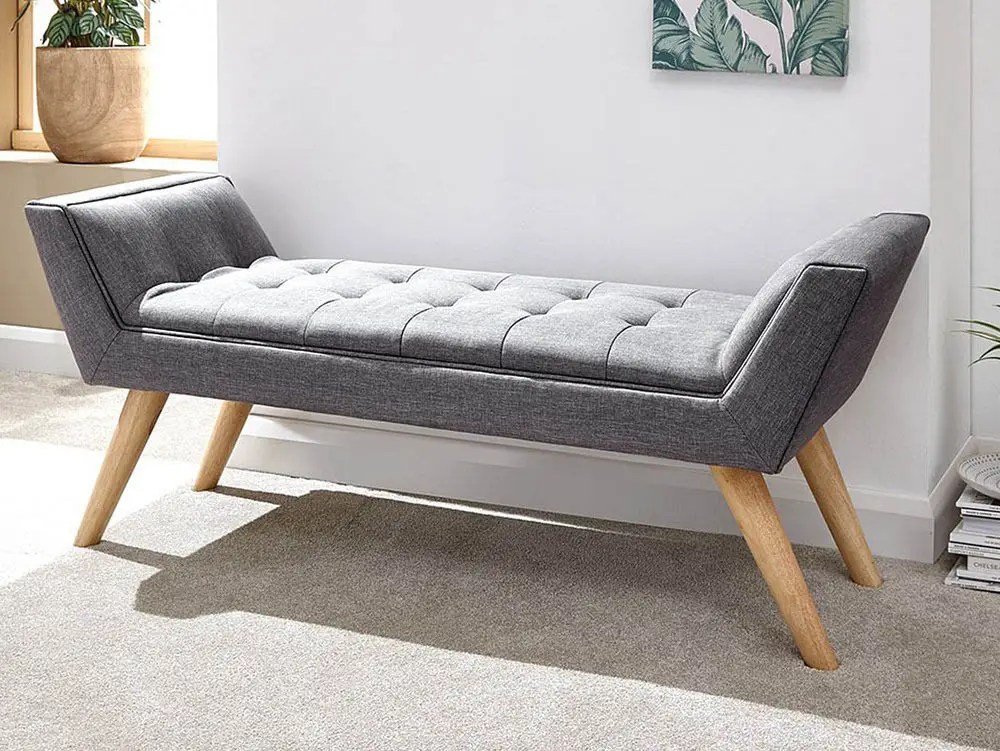 GFW Milan Dark Grey Fabric Bench